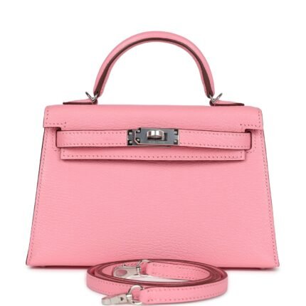 Hermes Kelly Sellier 20 Rose Confetti Verso Chevre Palladium Hardware
