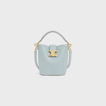 MINI BUCKET LOUISE IN SMOOTH CALFSKIN ICE BLUE