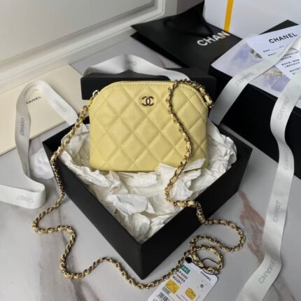 Chanel 24S AP4000 Mini Clutch With Chain Crossbody Bag Yellow Caviar Light Gold Hardware