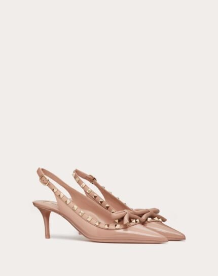 ROCKSTUD BOW SLINGBACK PATENT LEATHER PUMP 60MM