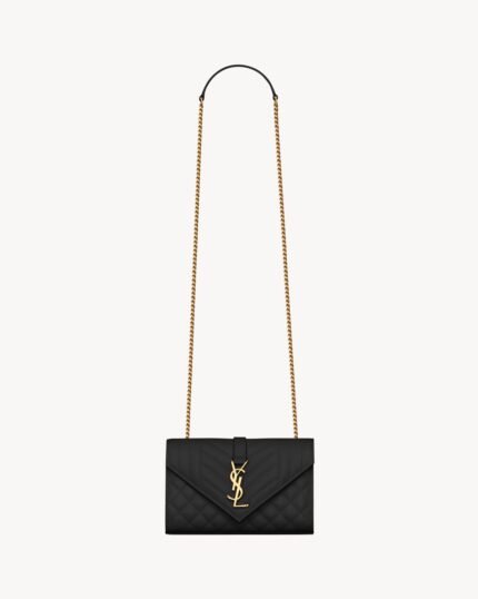 YSL Envelope Small in Quilted Grain De Poudre Embossed Leather