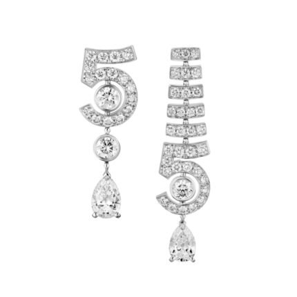 N°5 Drop White Gold Earrings