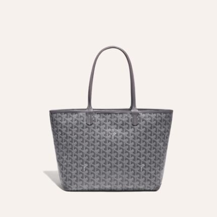 Goyard Goyardine Artois Tote PM Grey Canvas & Chevroches Calfskin Palladium Hardware