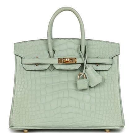 Hermes Birkin 25 Vert D’Eau Matte Alligator Gold Hardware
