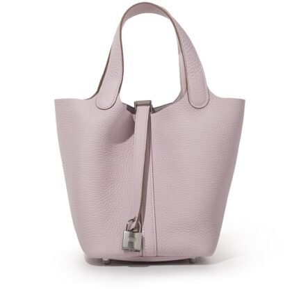 Hermes Mauve Pale Clemence Picotin Lock 18 Palladium Hardware