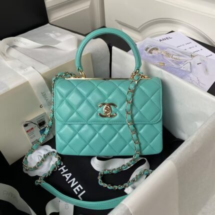 Chanel AS4654 Mini Trendy CC Flap Bag Turquoise Lambskin Light Gold Hardware
