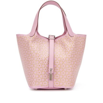 Hermes Mauve Sylvestre Swift Lucky Daisy Picotin Lock 18 Palladium Hardware