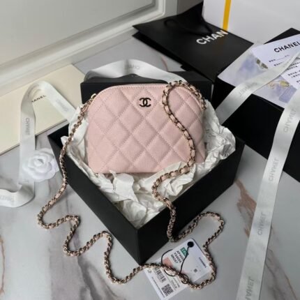 Chanel 24S AP4000 Mini Clutch with Chain Crossbody Bag Light Pink Caviar Light Gold Hardware