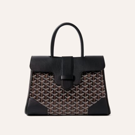 Goyard Saigon Tote Black Goyardine Canvas Palladium Hardware