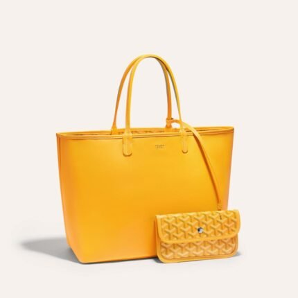 Goyard Goyardine Yellow Anjou PM Reversible Tote Palladium Hardware