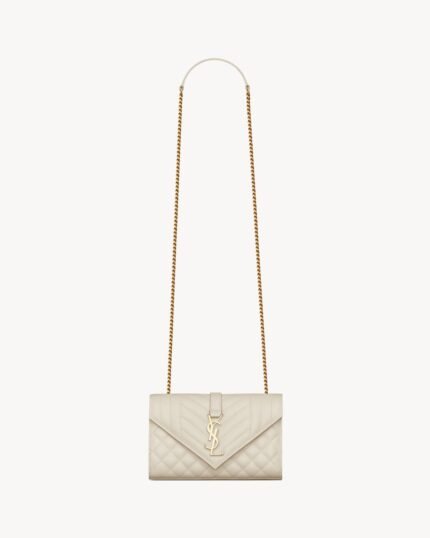 YSL Envelope Small in Quilted Grain De Poudre Embossed Leather
