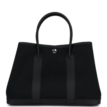 Hermes Garden Party 30 Black Toile and Negonda Palladium Hardware