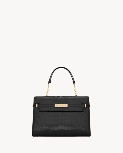 YSL Manhattan Top-Handle in Shiny Alligator