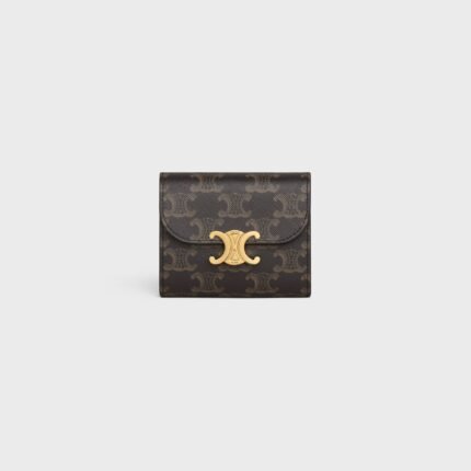 SMALL FLAP WALLET TRIOMPHE IN TRIOMPHE CANVAS TAN