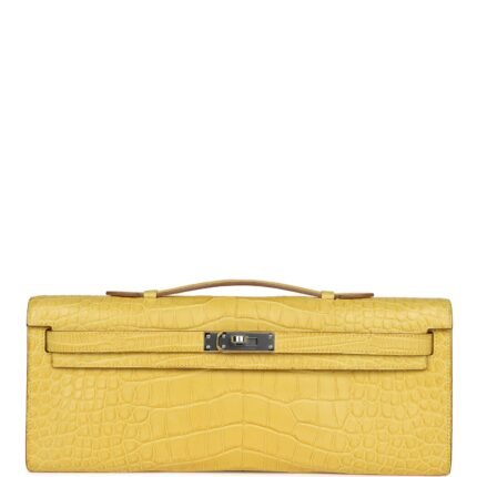 Hermes Kelly Cut Mimosa Matte Alligator Palladium Hardware