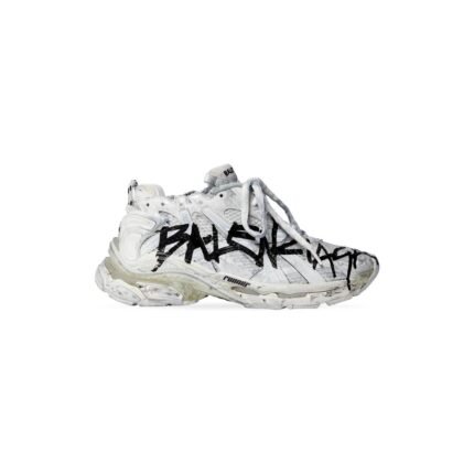 Womens Runner Graffiti Sneaker in White