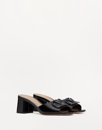 VLOGO SIGNATURE PATENT LEATHER SLIDE SANDAL 60MM