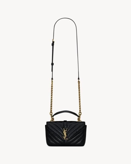 YSL College Mini Chain Bag in Shiny Crackled Leather