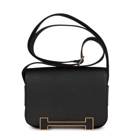 Hermes Geta Black Chevre Gold Hardware