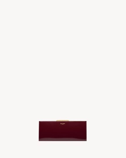 YSL Midnight Small Clutch In Lacquered Leather
