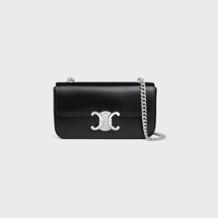 CHAIN SHOULDER BAG CLAUDE IN SHINY CALFSKIN BLACK