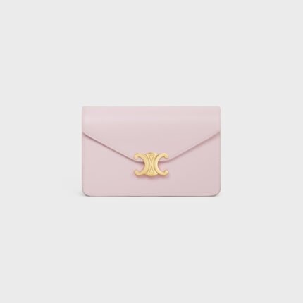 WALLET ON CHAIN MARGO IN SHINY CALFSKIN PASTEL PINK