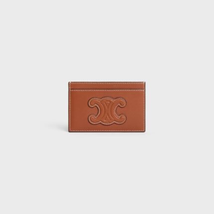 CARD HOLDER CUIR TRIOMPHE IN SHINY CALFSKIN TAN