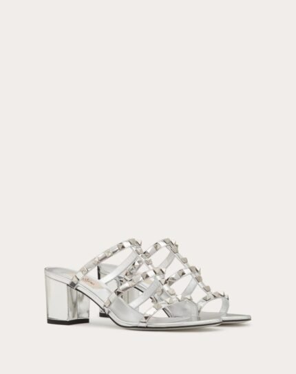 ROCKSTUD MIRROR-EFFECT SLIDE SANDAL 60MM