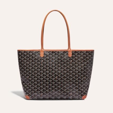 Goyard Artois Tote MM Black and Brown Goyardine Canvas & Chevroches Calfskin Palladium Hardware