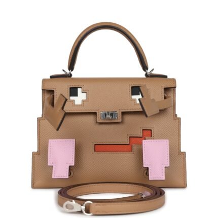 Hermes “Quelle Idolle” Picto Kelly Doll Chai/Mauve Sylvestre/Bleu Celeste/Terre Battue Epsom Palladium Hardware