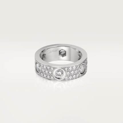 LOVE ring, classic model, paved, 6 diamonds