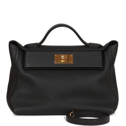 Hermes 24/24 Bag 29 Black Togo and Swift Gold Hardware