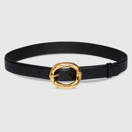 Belt with round bamboo buckle