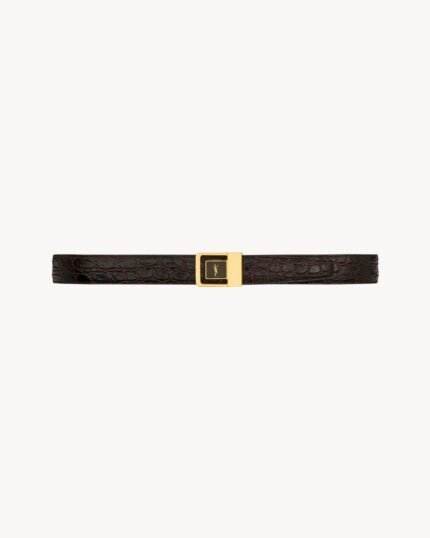 la 66 buckle belt in crocodile-embossed leather