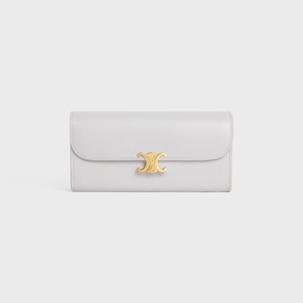 LARGE WALLET TRIOMPHE IN SHINY CALFSKIN CLOUDY GREY