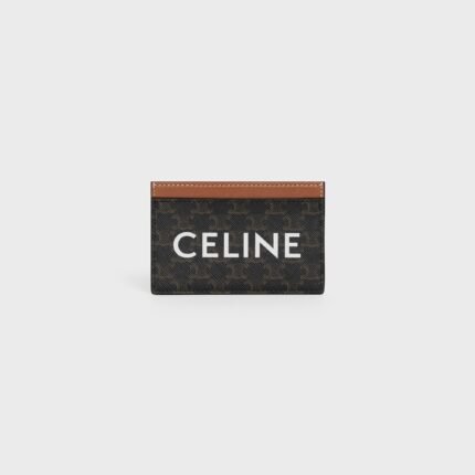 CARD HOLDER IN TRIOMPHE CANVAS WITH CELINE PRINT TAN