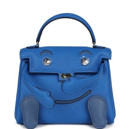 Hermes “Quelle Idolle” Kelly Doll Bleu Zellige and Bleu Agate Swift Palladium Hardware