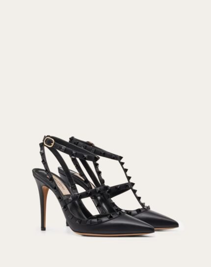 ROCKSTUD ANKLE STRAP PUMP WITH TONAL STUDS 100 MM