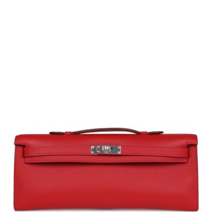 Hermes Kelly Cut Rouge Casaque Swift Palladium Hardware
