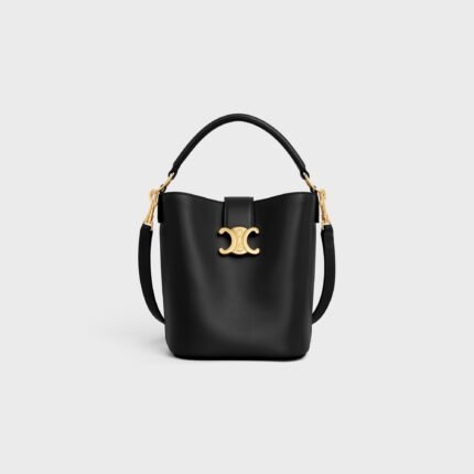 SMALL BUCKET LOUISE IN SMOOTH CALFSKIN BLACK