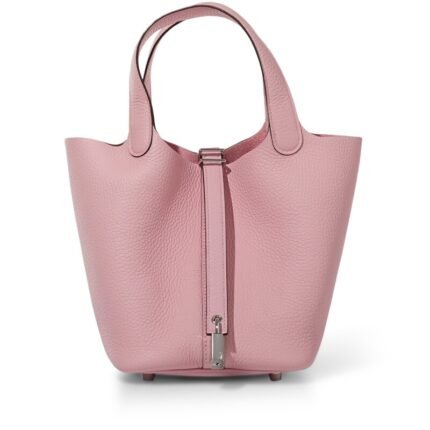 Hermes Rose Sakura Clemence Picotin Lock 18 Palladium Hardware