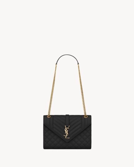 Ysl Envelope Medium in Quilted Grain De Poudre Embossed Leather