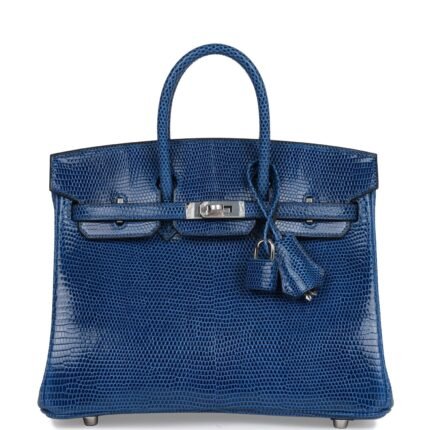 Hermes Birkin 25 Bleu Saphir Lizard Palladium Hardware