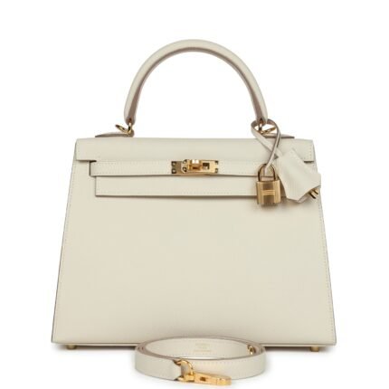 Hermes Kelly Sellier 25 Craie Epsom Gold Hardware