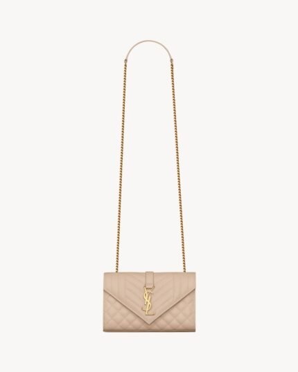 YSL Envelope Small in Quilted Grain De Poudre Embossed Leather