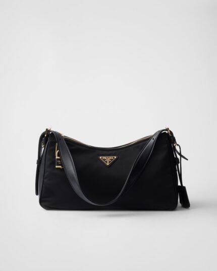 Prada Aim??e Large Re-Nylon and Leather Shoulder Bag With Padlock