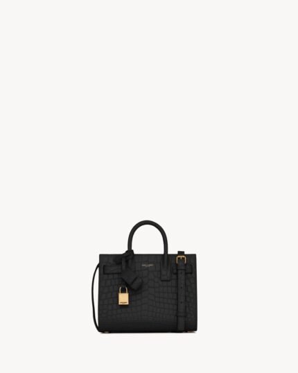 YSL Sac De Jour In Crocodile Embossed Leather – Nano