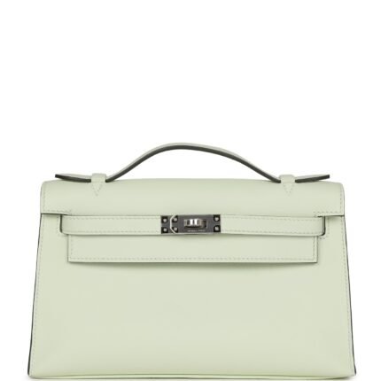 Hermes Kelly Pochette Vert Fizz Swift Palladium Hardware