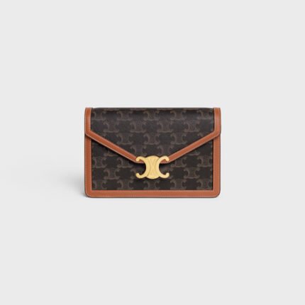 WALLET ON CHAIN MARGO IN TRIOMPHE CANVAS AND CALFSKIN TAN