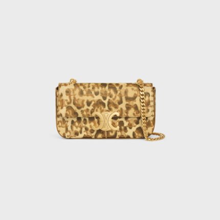 CHAIN SHOULDER BAG CLAUDE IN TRIOMPHE CANVAS WITH LEOPARD PRINT LEOPARD